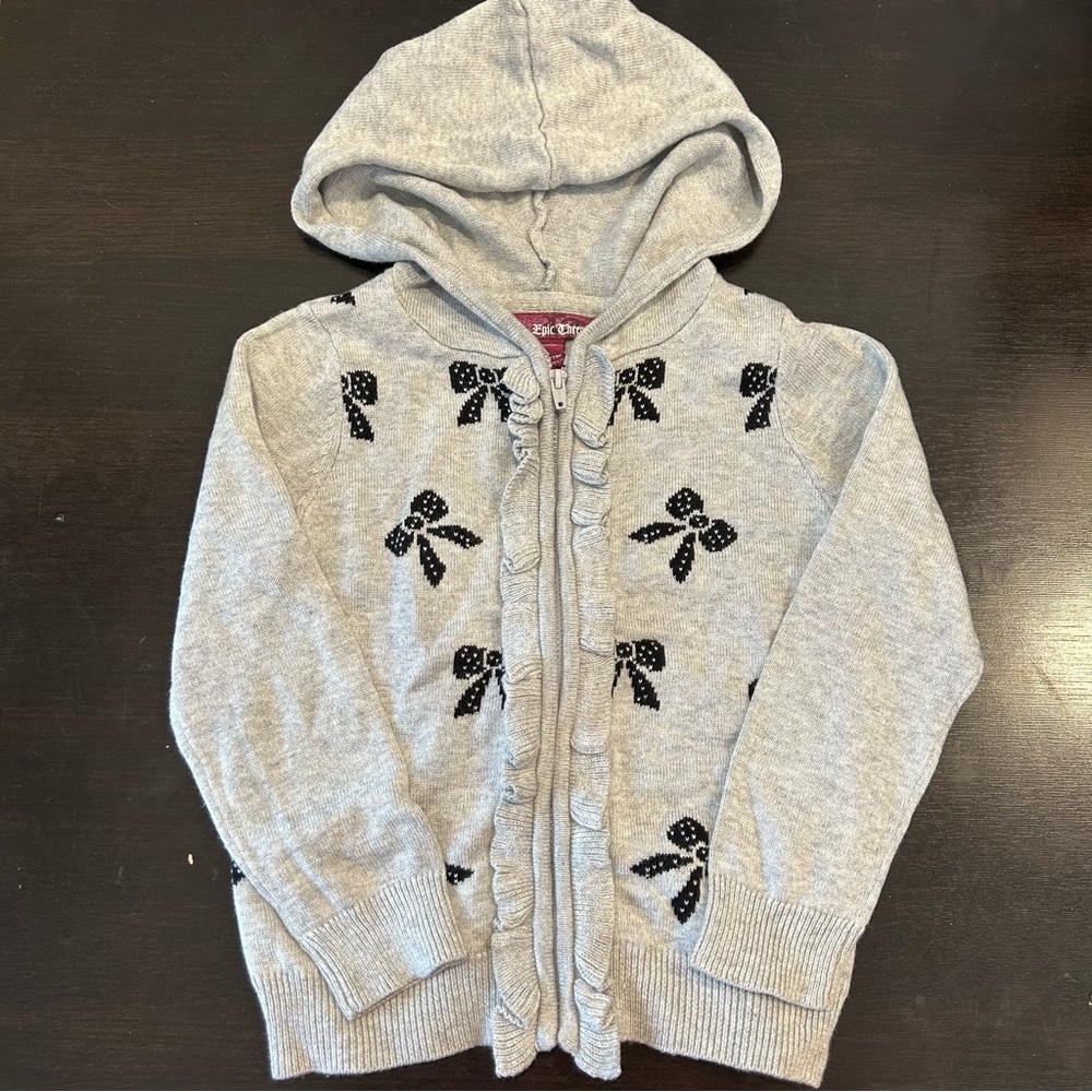 Epic Threads Girl’s Ruffle and Bow Hoodie Sweatshirt Grey